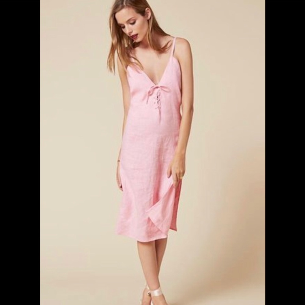 Reformation Pink Carmen Linen Dress NWT - Sold Out